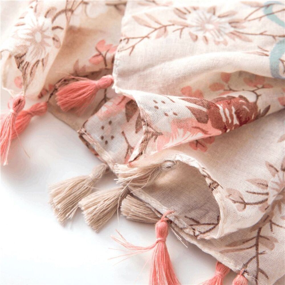 Ladies Pink Flower Scarf - Picture 8 of 8